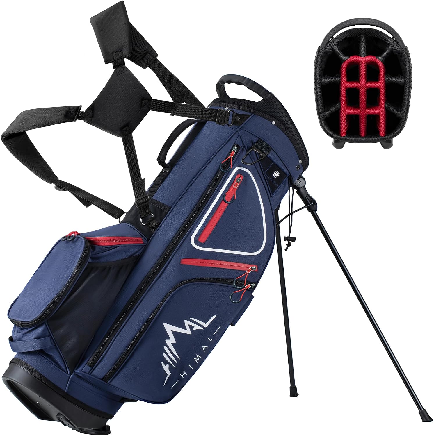 GoHimal 14 Way Golf Stand Bag, Golf Bags for Men with Stand, Top Dividers Ergonomic with 10 Pockets Golf Club Bags