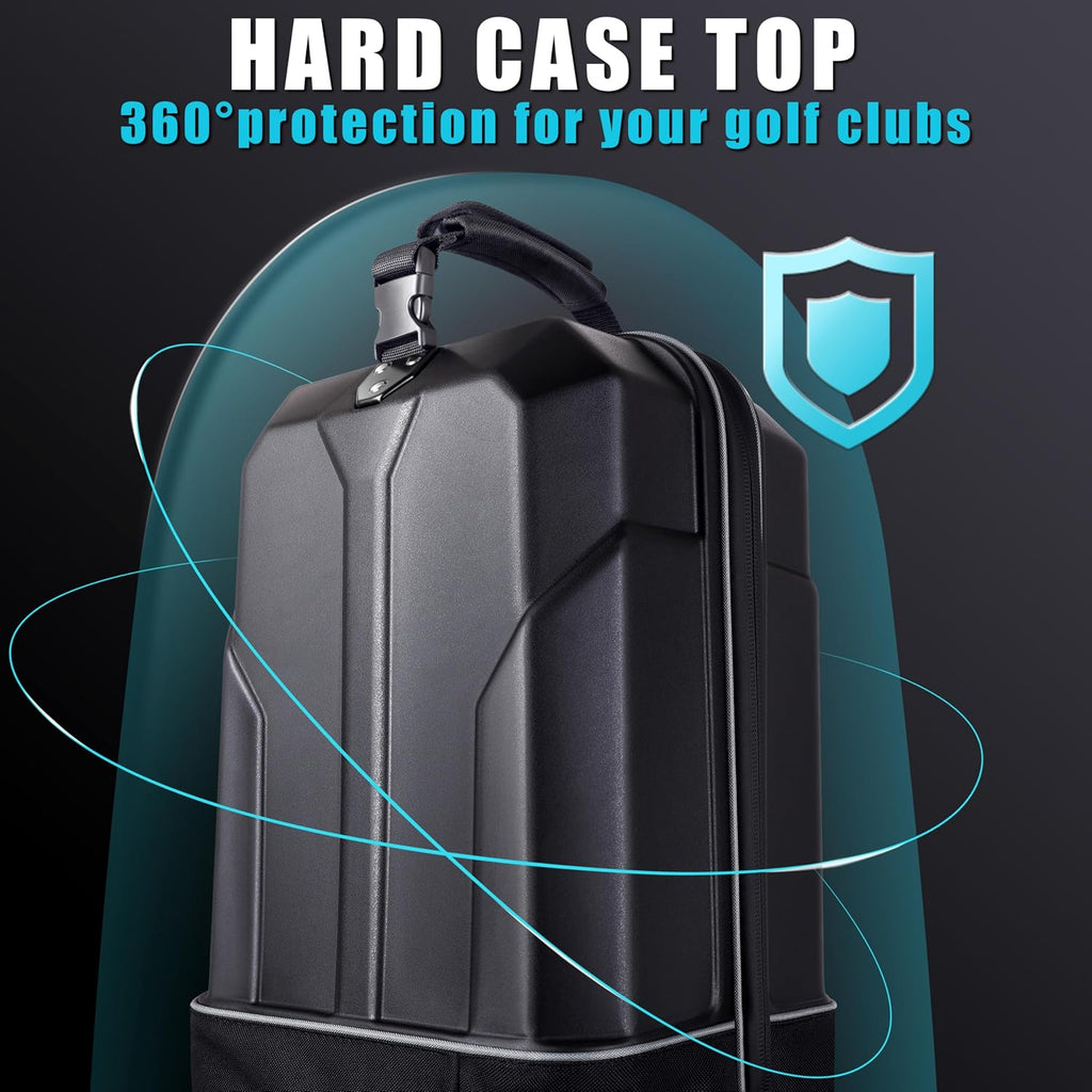 Golf Travel Bag with Hard Case Top and Wheels,Premium Oxford Fabric,Golf Travel Bags for Airlines,Protect Your Club for Safe Transport