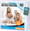 Queen Size Mattress Protector Waterproof 14 Pack, Premium 200 GSM Terry Mattress Cover, Soft & Breathable Bed Cover, Fitted Sheet Style Stretchable Deep Pockets 17' by Utopia Bedding (White)
