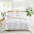Levtex Home Mills Waffle Full/Queen Comforter Set (90x94in) with 2 Pillow Shams (26x20in) - Bright White - 100% Cotton Full/Queen Size Comforter Set - Soft, Pre-Washed