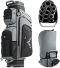 uniHimal Golf Cart Bag with 14-Way Full-Length Dividers, Golf Bag for Men Women with Magnetic Leather Pocket, Handles and Rain Cover, Lightweight Golf Club Bag Includes Cooler Pockets