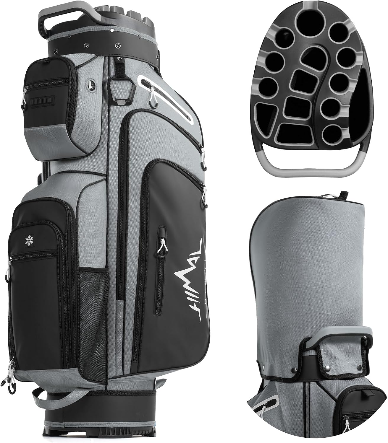 uniHimal Golf Cart Bag with 14-Way Full-Length Dividers, Golf Bag for Men Women with Magnetic Leather Pocket, Handles and Rain Cover, Lightweight Golf Club Bag Includes Cooler Pockets