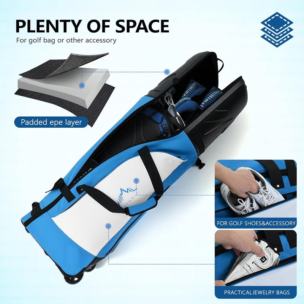 uniHimal Golf Travel Bag for Airlines with Wheels, PC Hard Case Top Golf Club Travel Bag with 1680D Fabric, Shield Your Clubs with Lightweight Durability