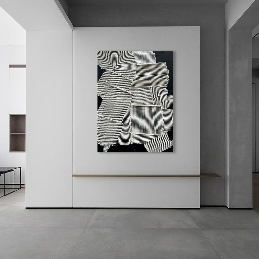NANKAI Art White Texture Abstract Art Oil Painting Office Corridor Living Room Wall Decorative Art 40x28 Inches