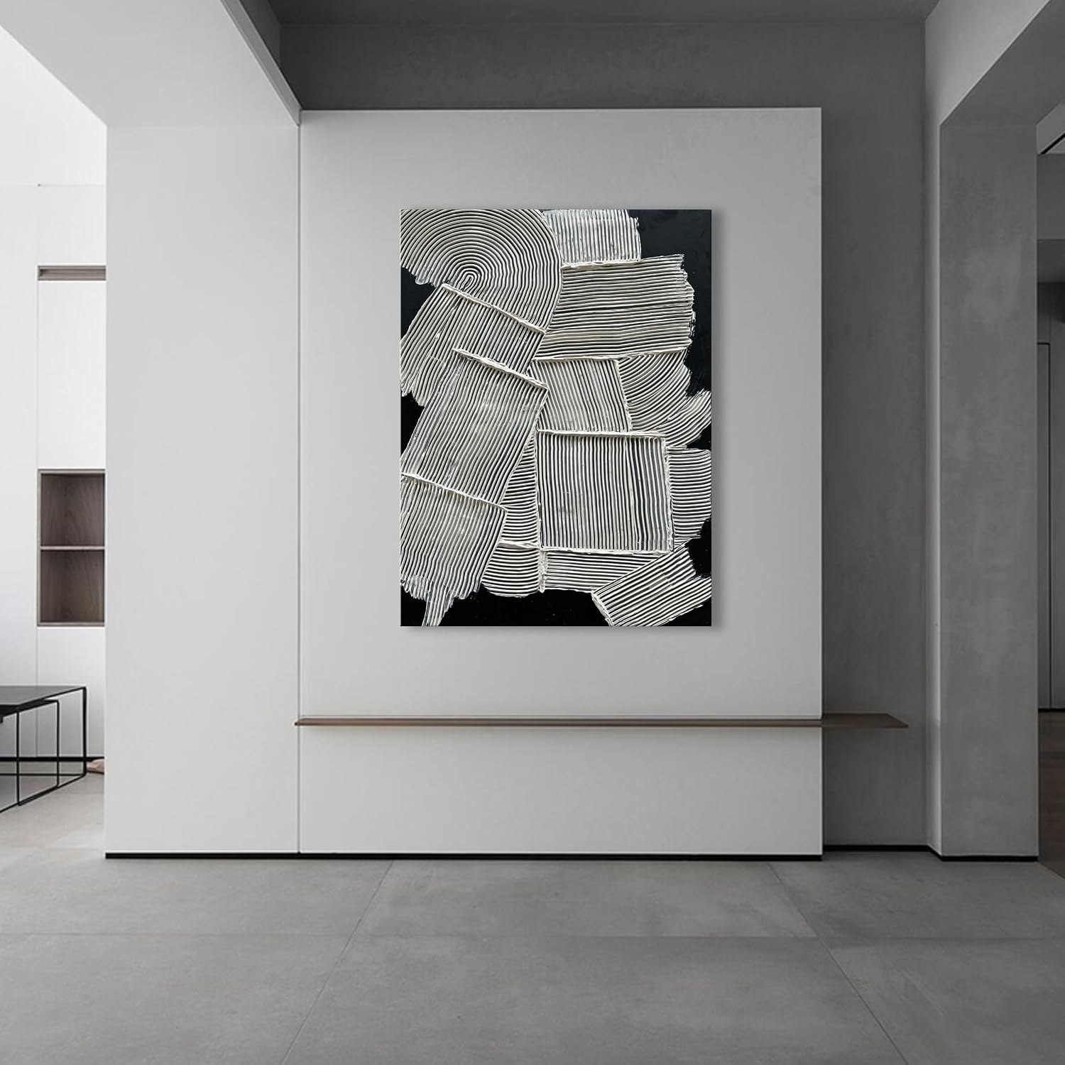 NANKAI Art White Texture Abstract Art Oil Painting Office Corridor Living Room Wall Decorative Art 40x28 Inches