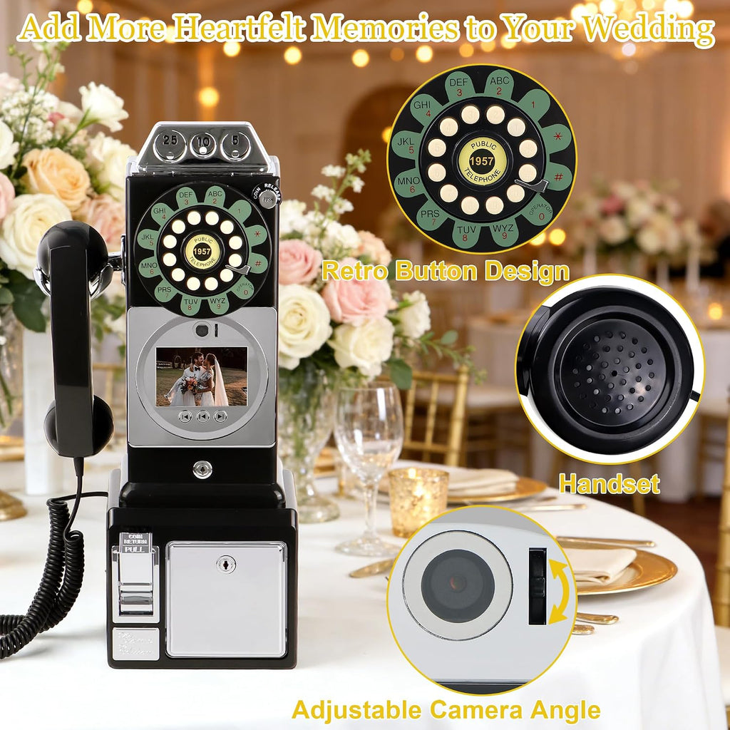 Video Audio Guest Book Wedding Phone, Audio Phone Guestbook Leave a Message Phone for Bridal Shower Birthday Party Baby Shower Anniversary Engagement