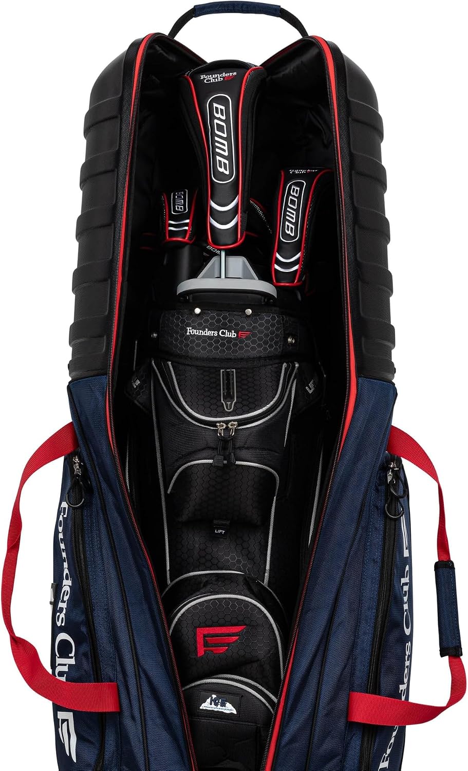 Founders Club Golf Travel Bag with Wheels - Lightweight Travel Cover & Case for Airlines - Club Protection with ABS Hard Top & Standup Pole Stiffening System