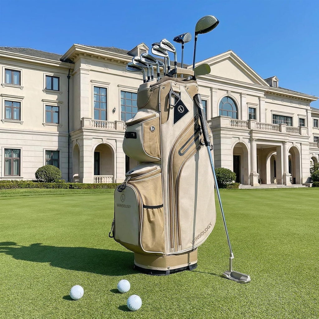 Max Lightweight Golf Cart Bag with Dual Handles and 14 Way Individual Full Length Dividers, Golf Club Bag with 11 Pockets, Large Putter Well, Double Strap Cooler for Men & Women
