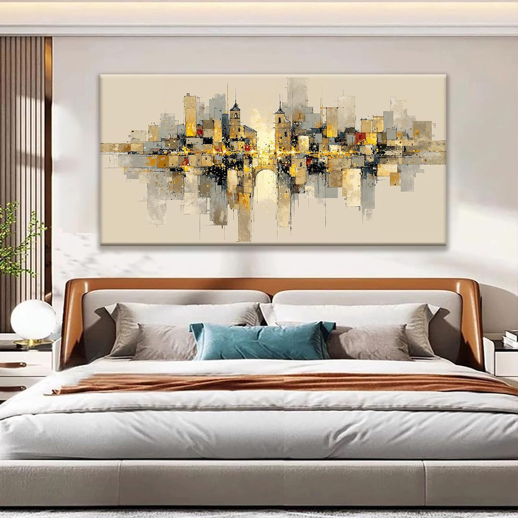 QSQ Large Abstract Wall Art For Living Room Painting Black And Gold Wall Art Prints Minimalist Abstract Art Modern Canvas Art Wall Decor Picture For Bedroom Office Home Aesthetic Decoration 29' × 58'