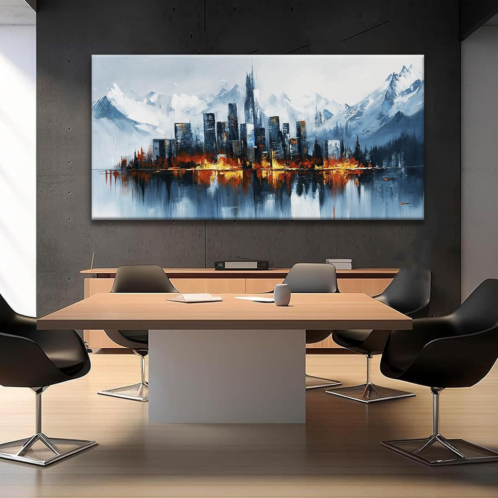 QSQ New York City Canvas Art Wall Decor Modern Abstract Wall Art For Living Room Office Bedroom Abstract Art Paintings Picture For Bedroom Home Wall Decor Chicago Artwork For Walls 29 × 58 In
