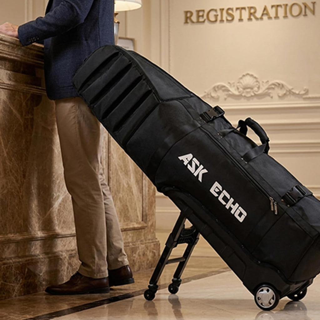 ASK ECHO Locklink StableRoller Golf Travel Bag with 4-Wheel Rolling System, Extendable Support Stand Legs