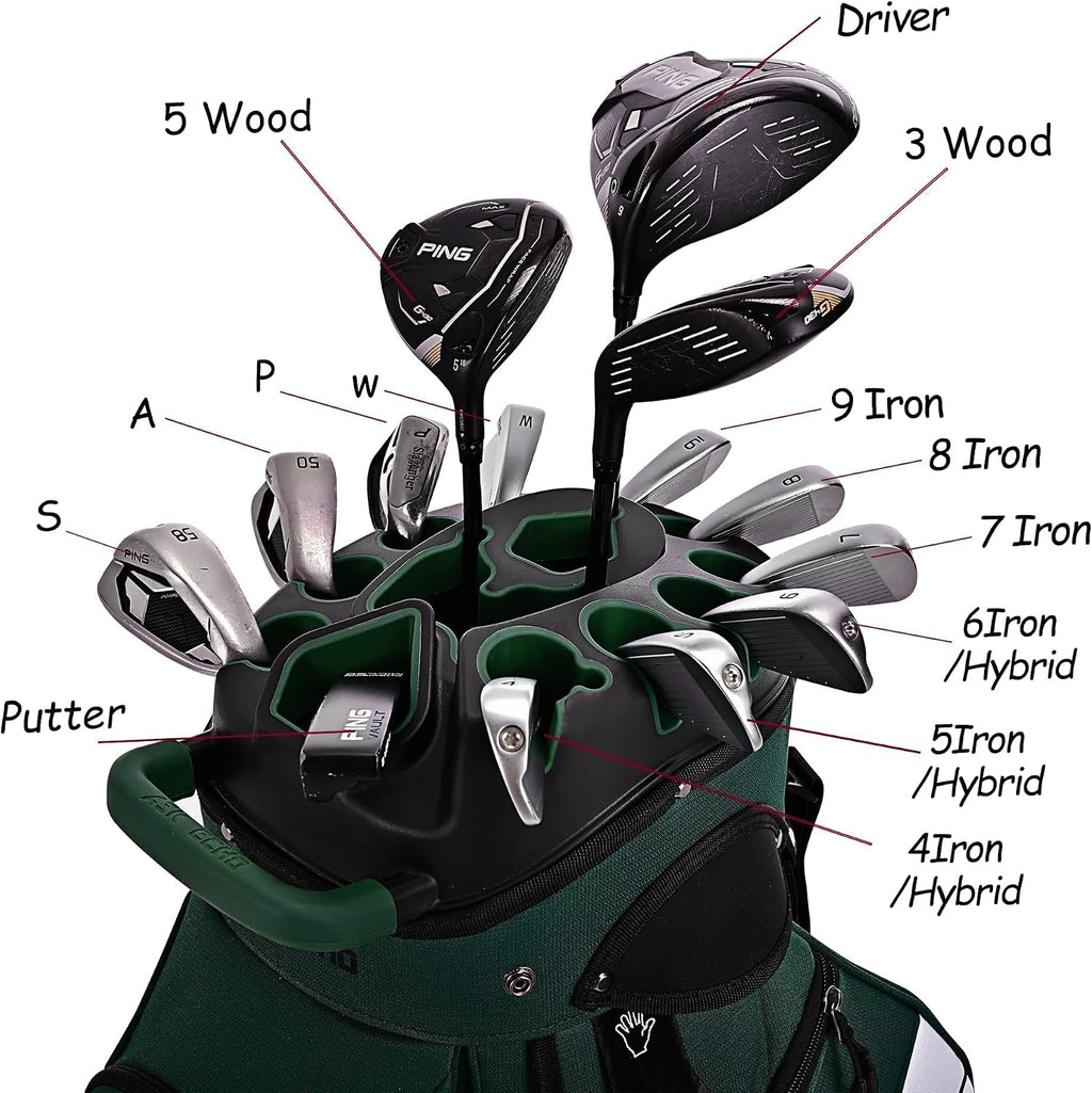 ASK ECHO T-Lock Golf Cart Bag with 14 Way Organizer Divider Top, Premium Cart Bag with Handles and Rain Cover for Men