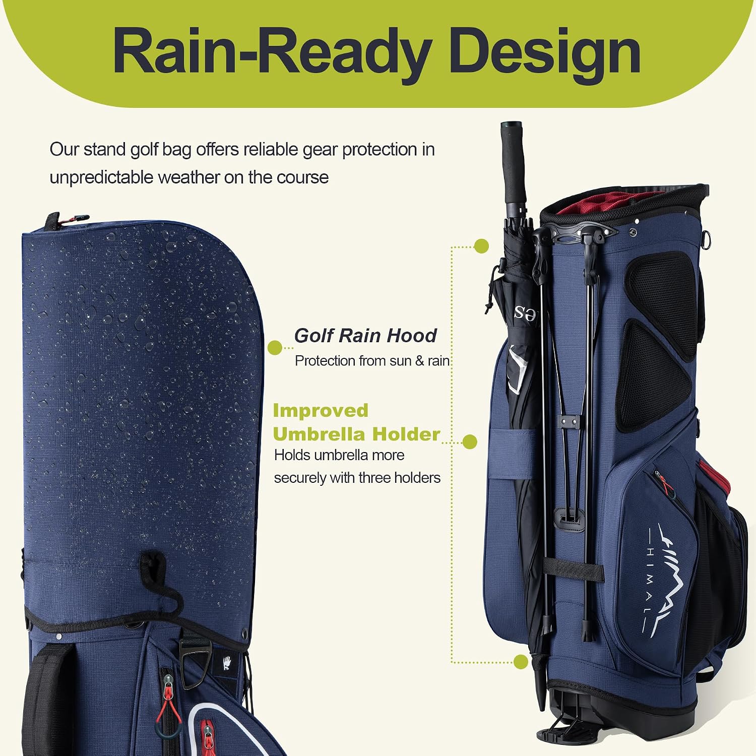 GoHimal 14 Way Golf Stand Bag, Golf Bags for Men with Stand, Top Dividers Ergonomic with 10 Pockets Golf Club Bags