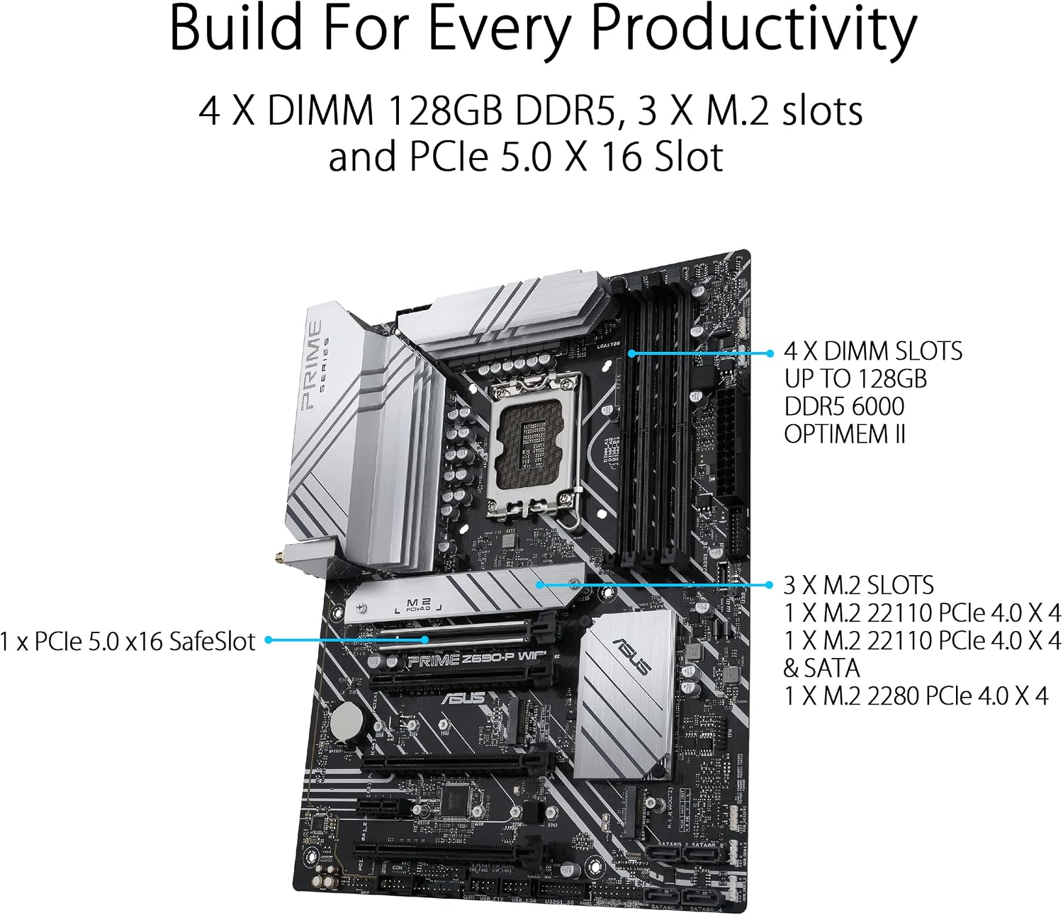 ASUS Prime Z690-P WiFi LGA1700(Intel 12th Gen) ATX Motherboard (PCIe 5.0,DDR5,14+1 Power Stages,3X M.2,WiFi 6,BT v5.2,2.5Gb LAN,Front Panel USB 3.2 Gen 1 Type-C,Thunderbolt 4 Support, Arua Sync)