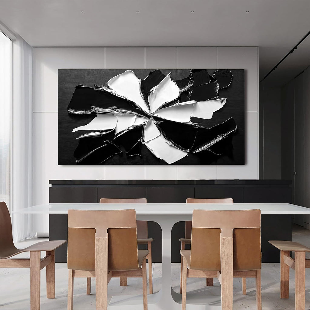 Abstract Wall Art Decorations Modern Large Wall Art for Living Room Abstract Canvas Art Wall Decor Oversized Black and White Wall Art Prints Flowers Artwork for Walls Office Home Decor 29' X 58'
