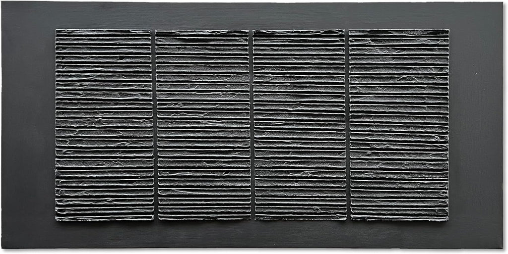 NANKAI Art Hand-Painted 30x60 inch Black Texture Abstract Art, Contemporary Minimalist Canvas Oil Painting, Large-Scale Home Wall Decoration Art