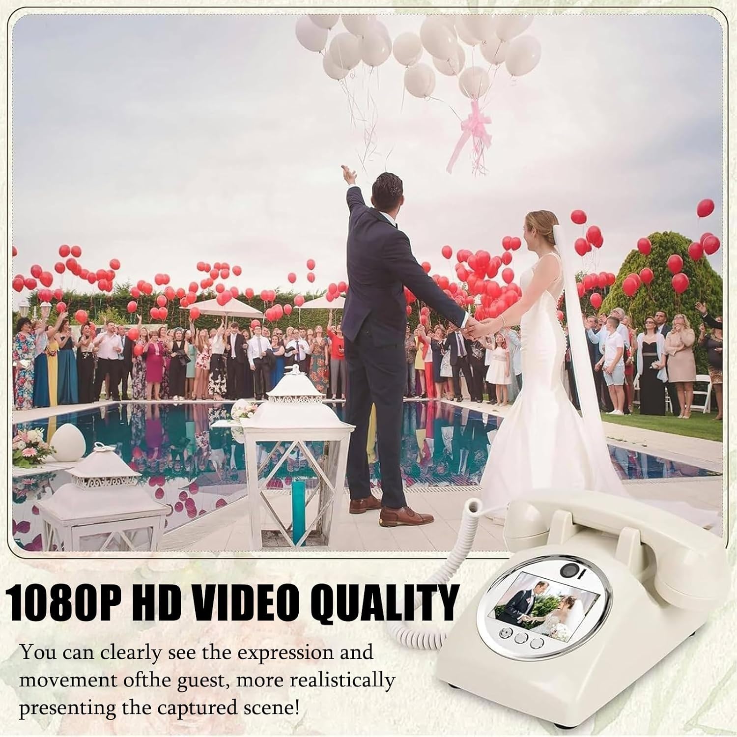 Video Audio Guest Book Wedding Phone Guestbook, 1080P Guest Book Audio Customized with Record Video Lens, for Wedding Bridal Shower, Birthday, Graduations Blue-128GB