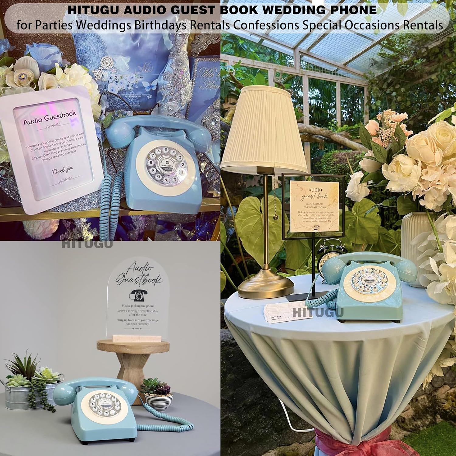 Audio Guest Book Phone Audio GuestBook with Flight Case, Record Customized Audio Messages Guest Book for Parties Weddings Birthdays Rentals Confessions Special Occasions