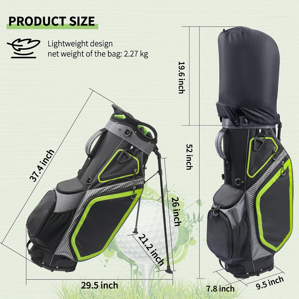 14 Way Golf Stand Bag, Golf Bags for Men with Stand, Full Length Top Dividers Ergonomic with 8 Pockets Golf Club Bags Lightweight and Durable for Men & Women