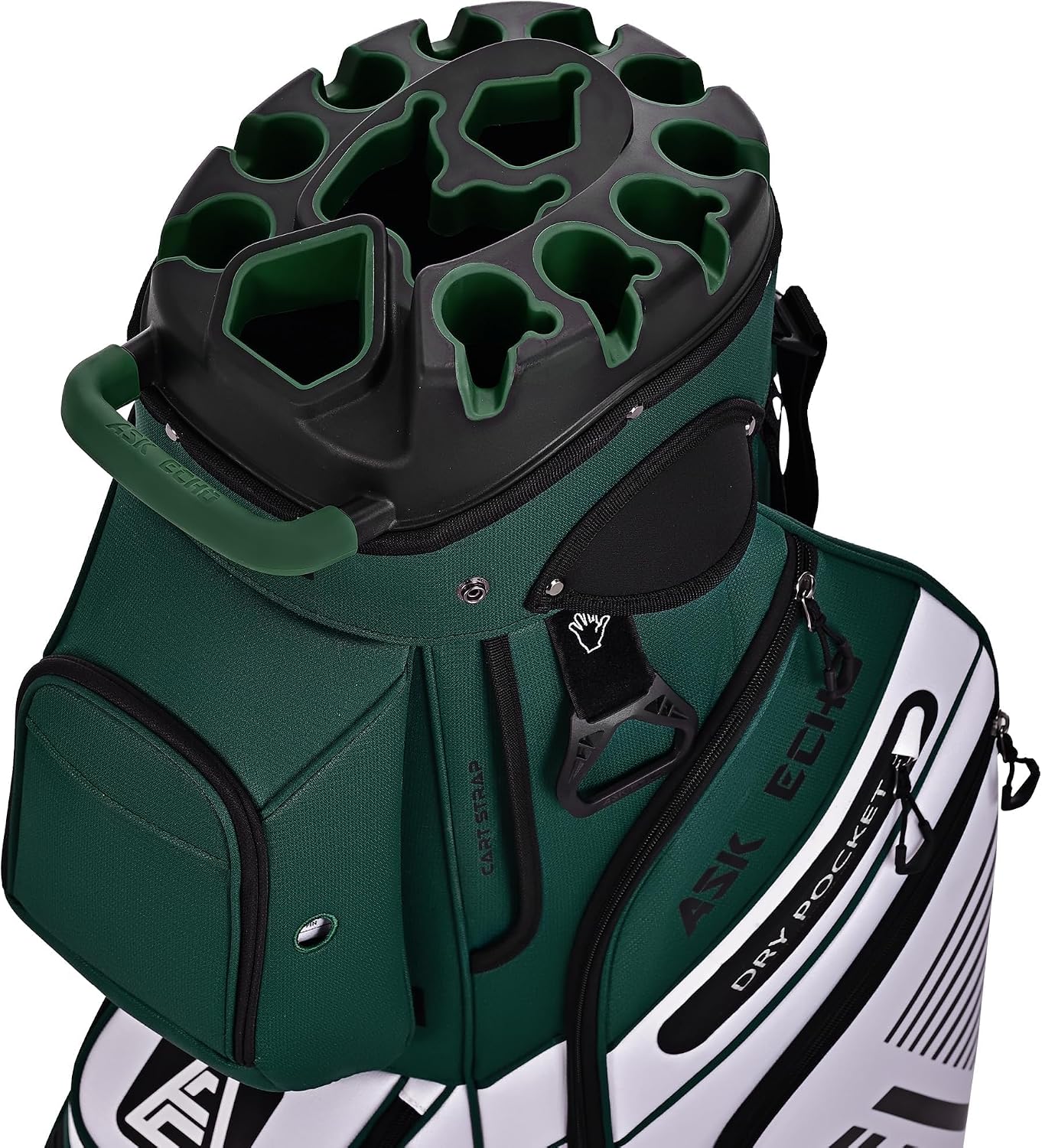 ASK ECHO T-Lock Golf Cart Bag with 14 Way Organizer Divider Top, Premium Cart Bag with Handles and Rain Cover for Men