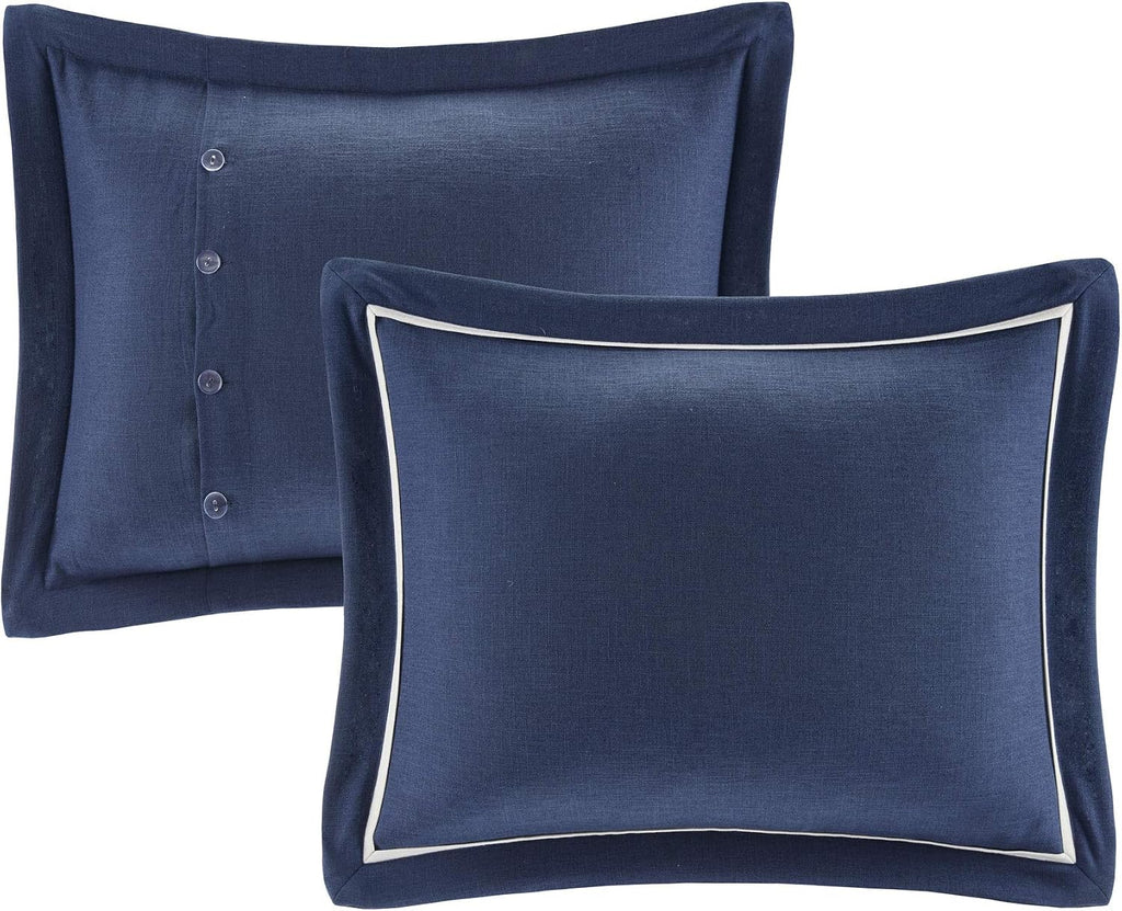 Madison Park Signature Cozy Comforter Set - All Season Bedding Combo Filled Insert and Removable Duvet Cover, Shams, Decorative Pillows, Queen (92 in x 96 in), Bohemian Blue 9 Piece