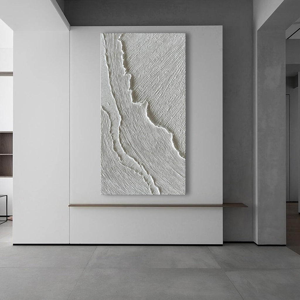 NANKAI Art 30x60 Inches Thick Texture White Abstract Oil Painting Thick Texture Beach Wave Landscape Oil Painting Family Wall Decorative Art Oil Painting