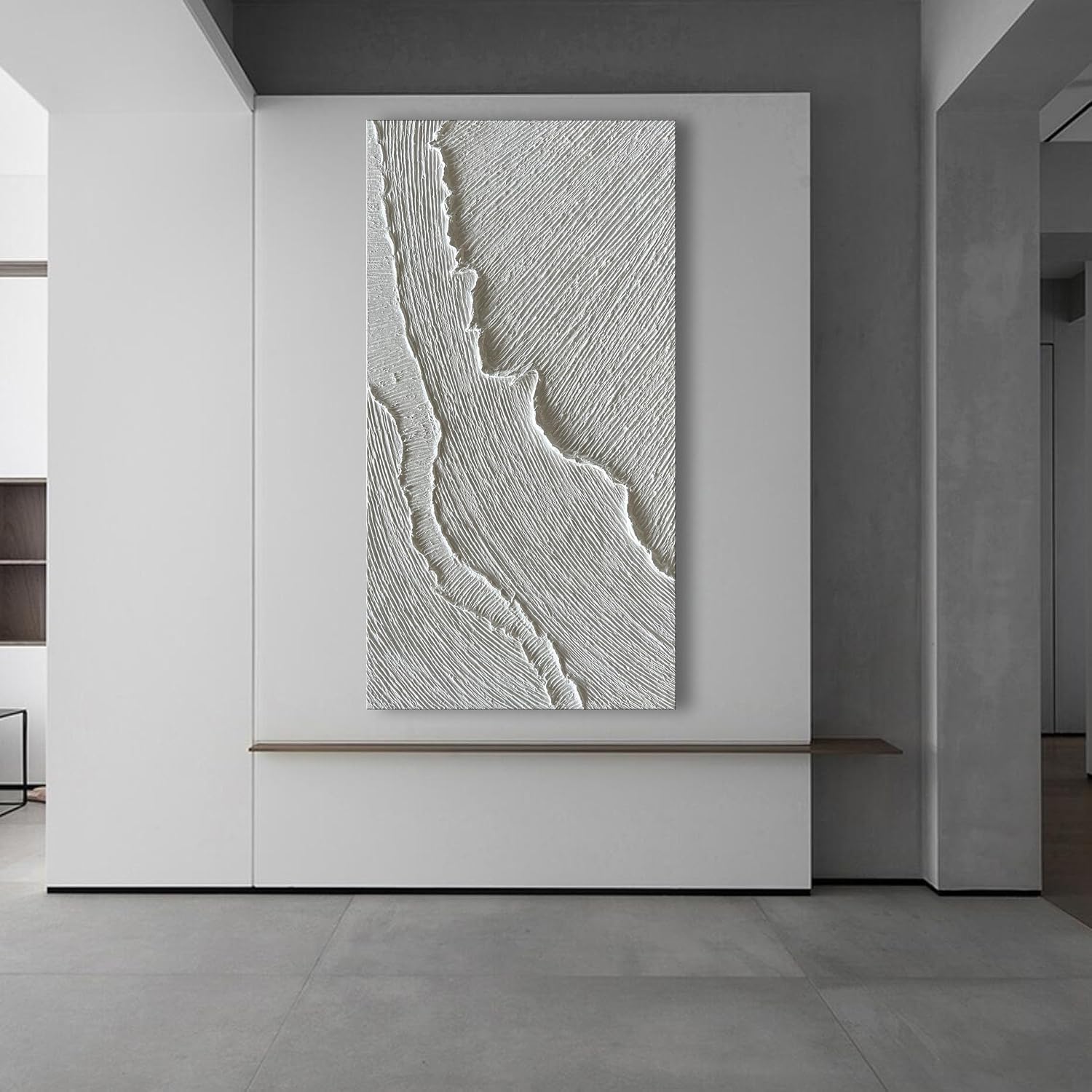NANKAI Art 30x60 Inches Thick Texture White Abstract Oil Painting Thick Texture Beach Wave Landscape Oil Painting Family Wall Decorative Art Oil Painting