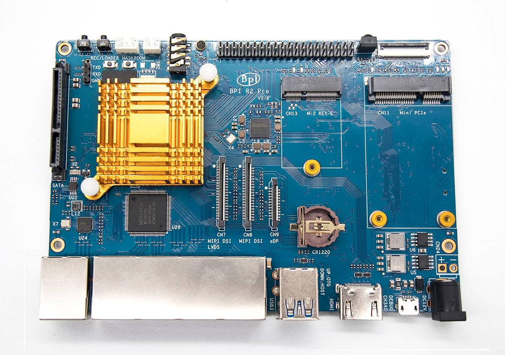 Banana Pi BPI-R2 Pro Open Source 5 Gigabit Port Wireless Smart WiFi Router 2G LPDDR4 and 16G EMMC Developement Based in Linux OpenWRT for NAS VPN Server and DIY Software