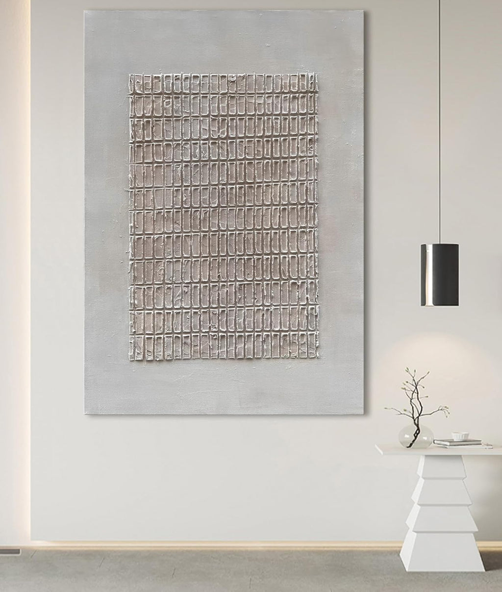 NANKAI Art Hand-painted white and brown texture abstract art oil painting contemporary minimalist style art wall decoration for home office corridor 45x30 inches