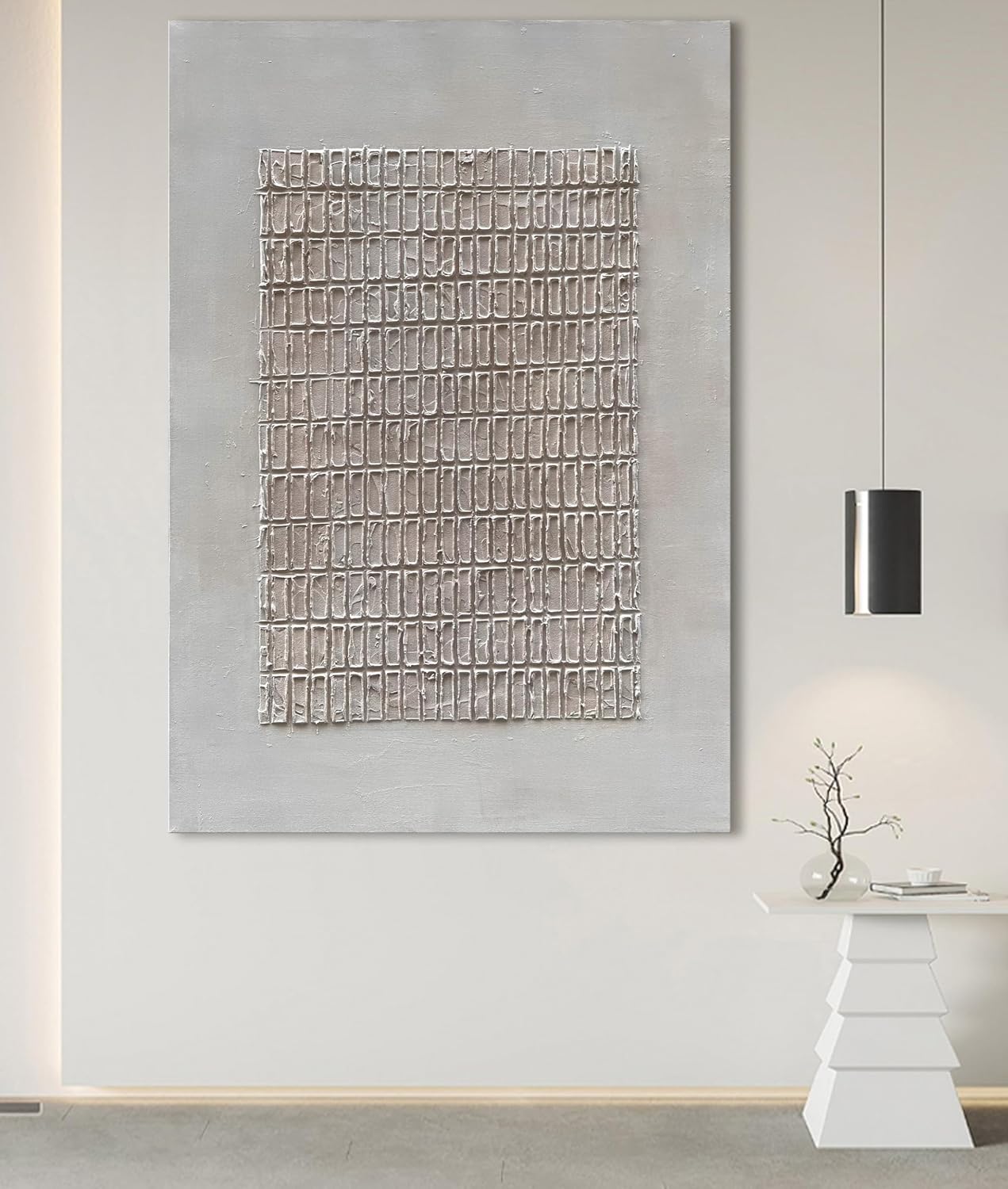 NANKAI Art Hand-painted white and brown texture abstract art oil painting contemporary minimalist style art wall decoration for home office corridor 45x30 inches
