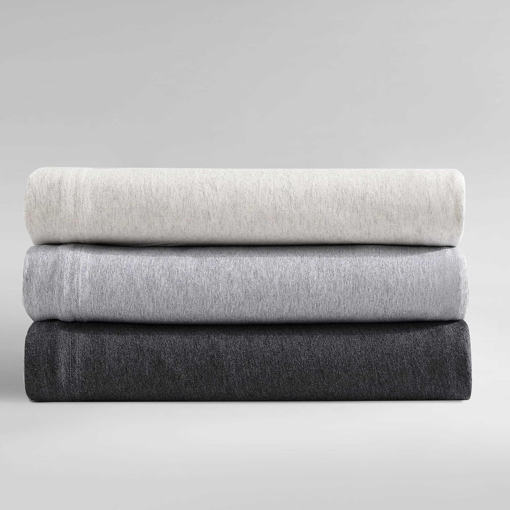 Calvin Klein - Queen Size Sheets Set, Naturally Soft Cotton-Blend Melange Jersey Bedding - Bed Sheets with Matching Pillowcases & Fitted Sheet (Modern Cotton Gunmetal Grey)