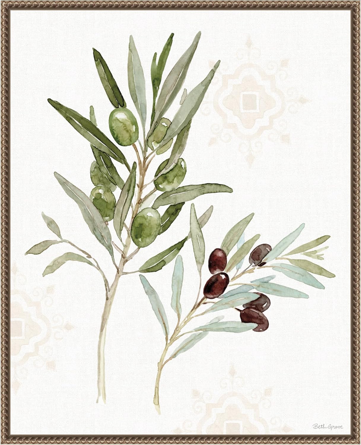 Amanti Art Framed Canvas Wall Art 28x23 Mediterranean Motif VIII by Beth Grove, Framed Wall Art Canvas, Flowers Artwork, Traditional Decor, Medium Poster Painting for Living Room, Bedroom, Bathroom,