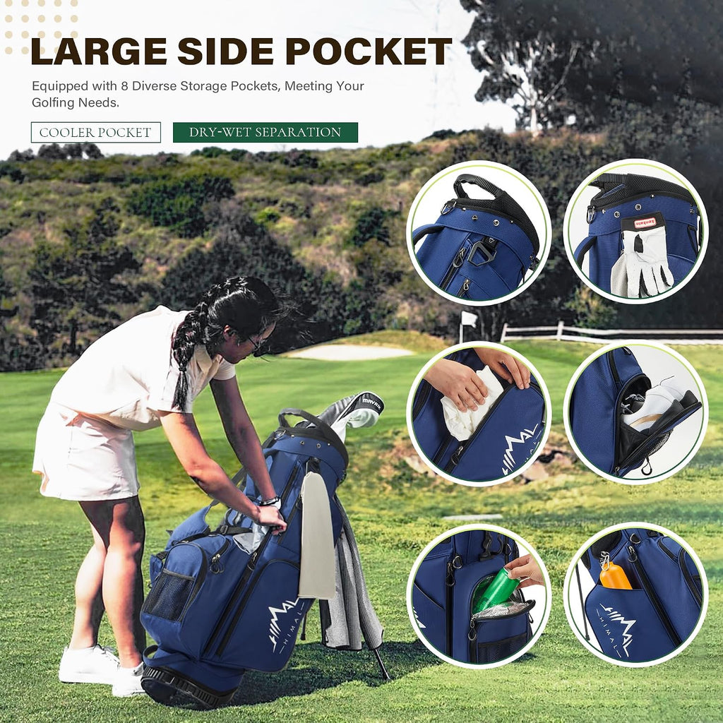uniHimal Golf Stand Bag with 7 Way Top Dividers, Lightweight Golf Bags for Men Women with Multiple Pockets, Dual Straps
