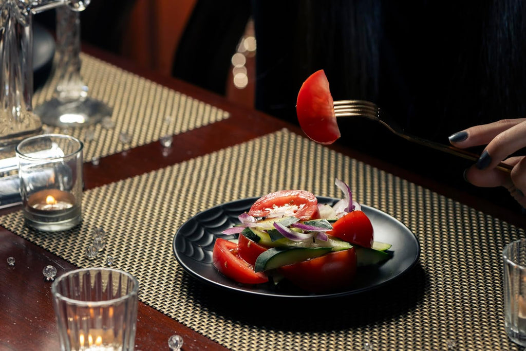 Nomnu Spiderweb Dinnerware Set (12 Pieces) - 4 Dinner Plates, 4 Salad Plates, 4 Bowls - Black Matte Porcelain Goth Dinnerware Set - Halloween Spooky Creepy Dishes Gothic Gifts