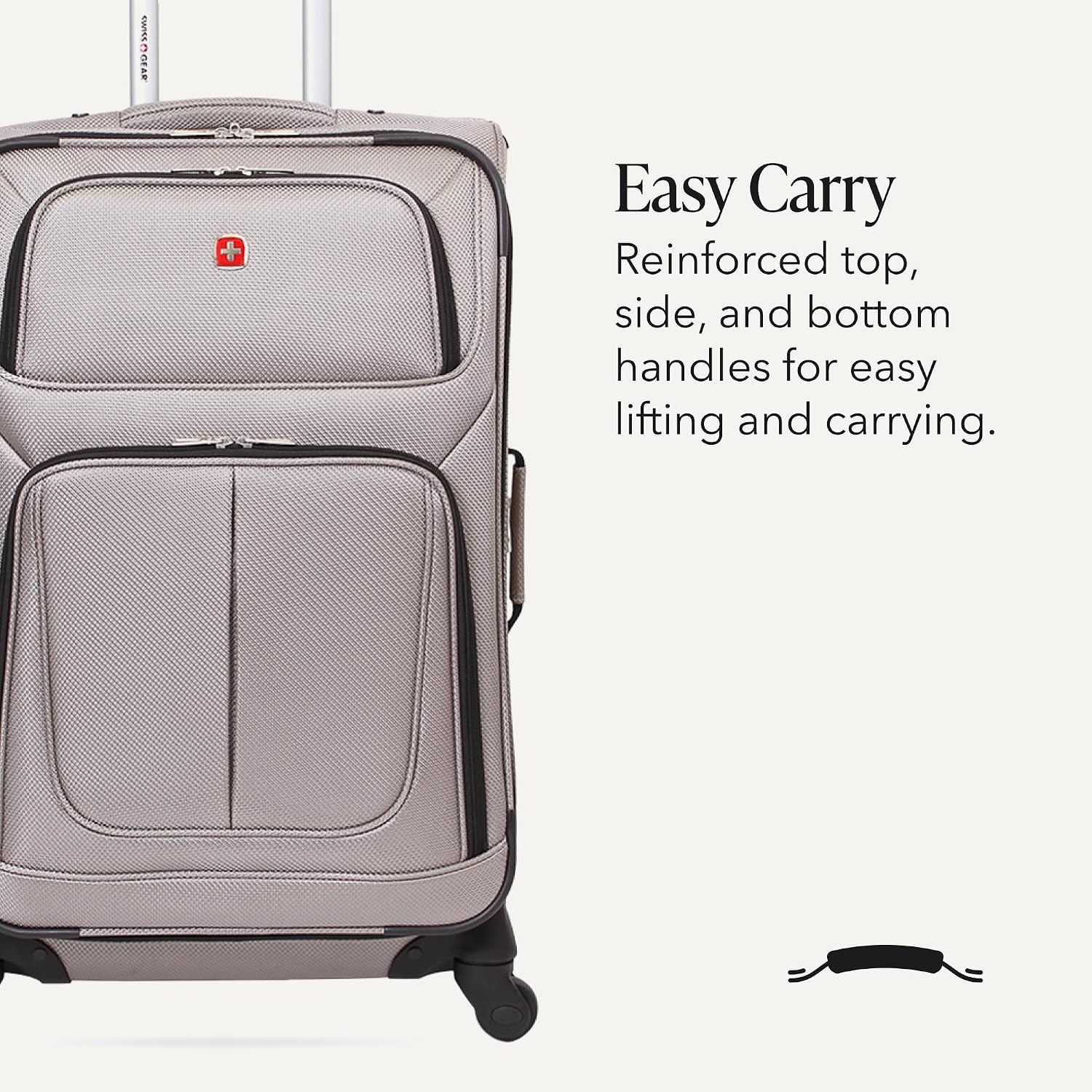 SWISSGEAR Sion Softside Expandable Spinner Luggage Durable Lightweight Travel Suitcase, Pewter, Checked-Medium
