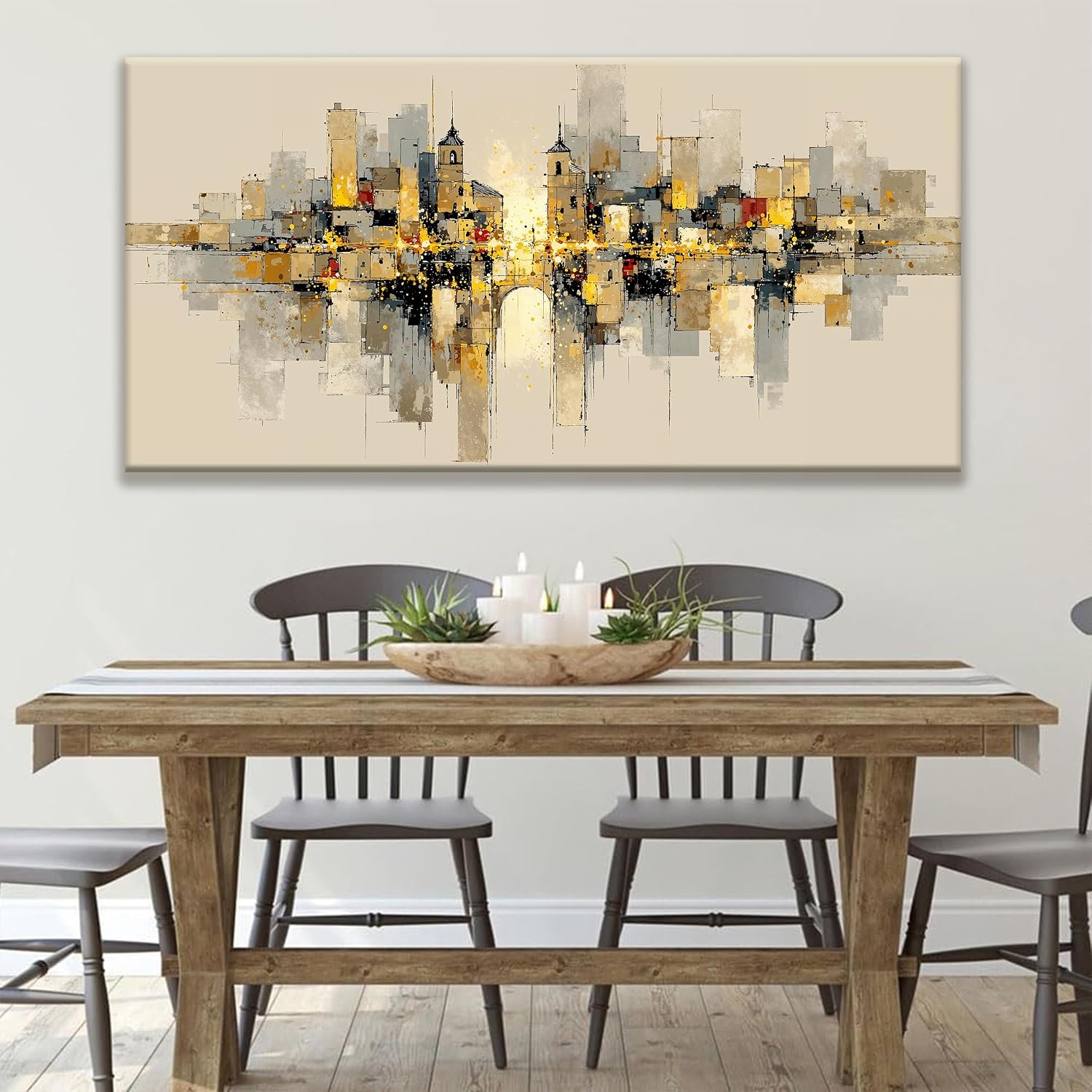 QSQ Large Abstract Wall Art For Living Room Painting Black And Gold Wall Art Prints Minimalist Abstract Art Modern Canvas Art Wall Decor Picture For Bedroom Office Home Aesthetic Decoration 29' × 58'