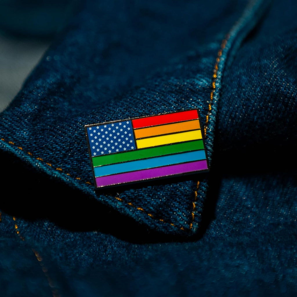 American USA Rainbow Gay Pride Flag Enamel Lapel Pin with Magnetic Backing for jacket, backpack, memorial, clothes, bag, shirt