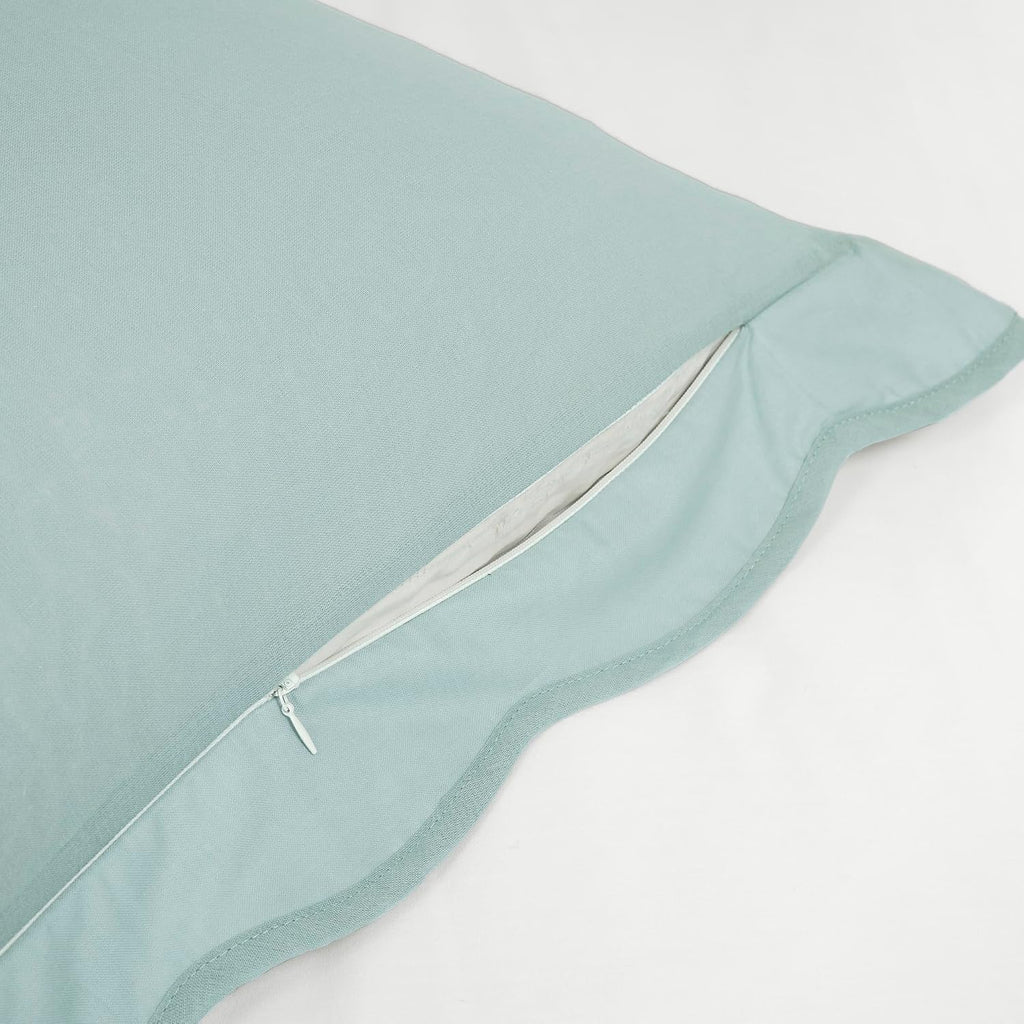 Lush Decor Coastal Chic Scalloped Edge Cotton Duvet Cover Set, 3 Piece Set, Full/Queen, Blue & White - Queen Bedding Set - White Duvet Cover Queen - Coastal Decor