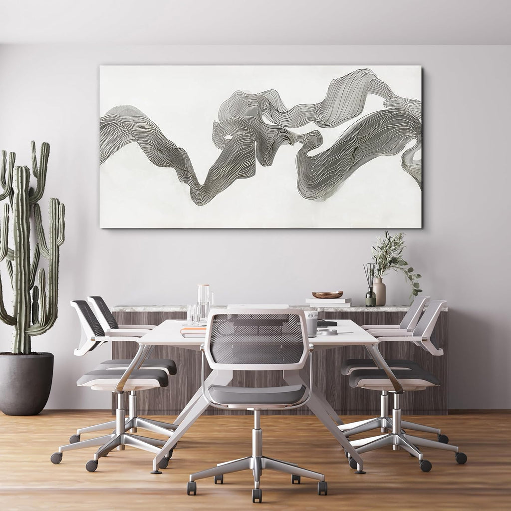 Abstract Wall Art Decor Large Modern Wall Art Decor Oversized Wall Art Pictures for Living Room Abstract Canvas Art Wall Decor Gray White Wall Art Prints Artwork for Walls Home Office Decor 29' X 58'