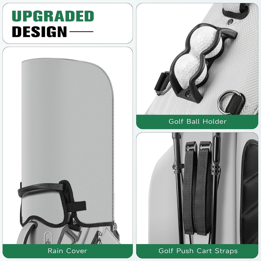 Findway 14 Way Golf Stand Bag, Lightweight Golf Bag with Stand for Men Women, Golf Club Carry Bag with Dual Strap, Rain Cover, Multiple Pockets, Golf Ball Holder