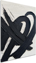 NANKAI Art Hand-Painted Black and White Textured Abstract Oil Painting Modern Minimalist Decorative Art Office Corridor Living Room Wall Decoration Size: 40x28 inches