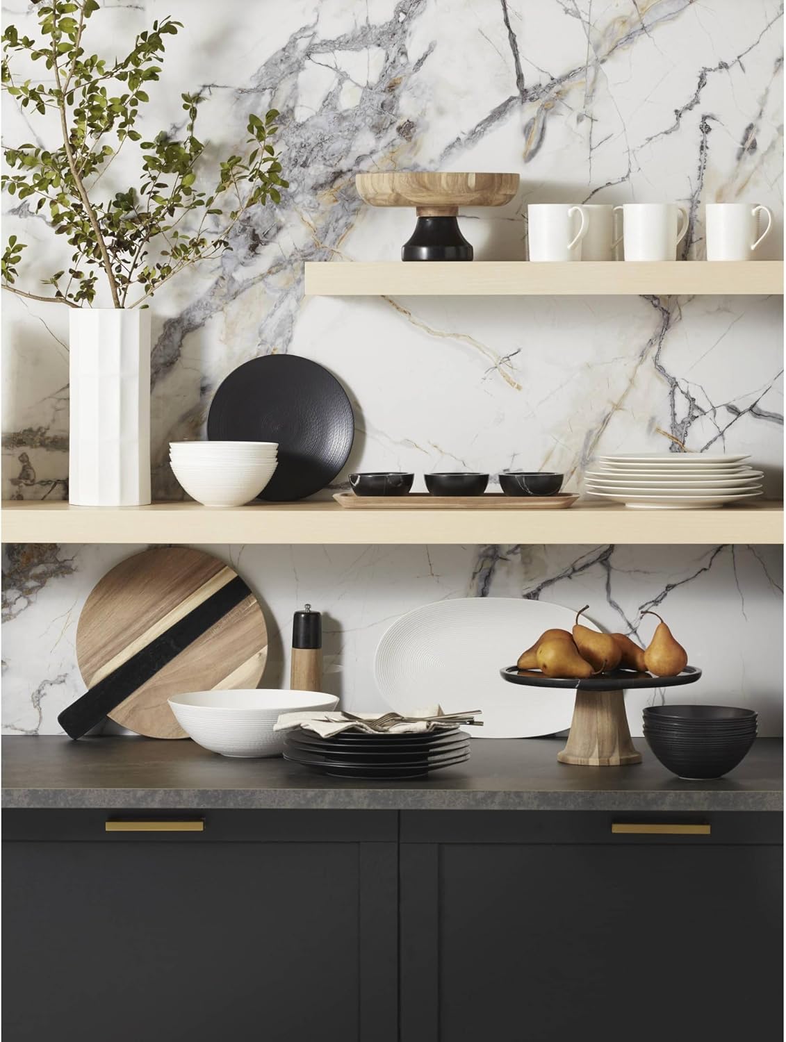 Lenox 895250 Lx Collective Black 12-Piece Set, White