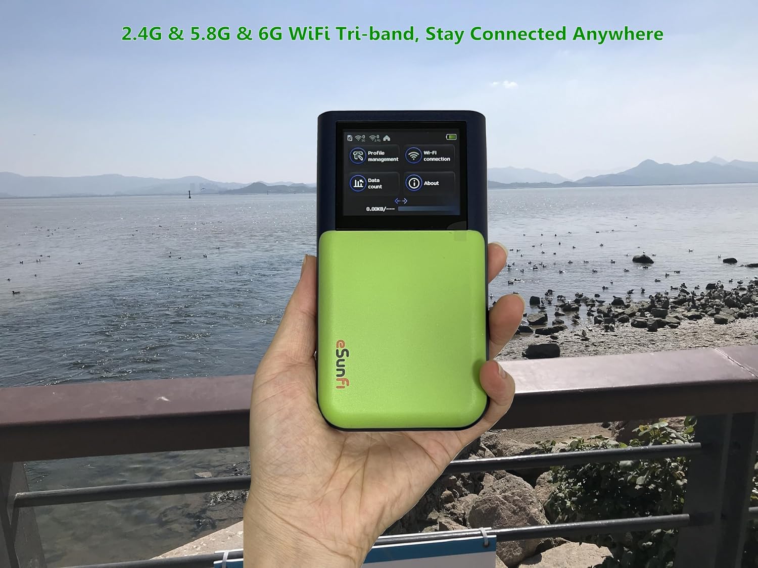 eSunFi SHFiEL62 5G eSim Mobile Hotspot Router Portable WiFi Router, with Sim Card Slot, up to 32 WiFi terminals, 2.4 inch Touch Panel, WiFi6, for Home/Business/Travel (NA Version)