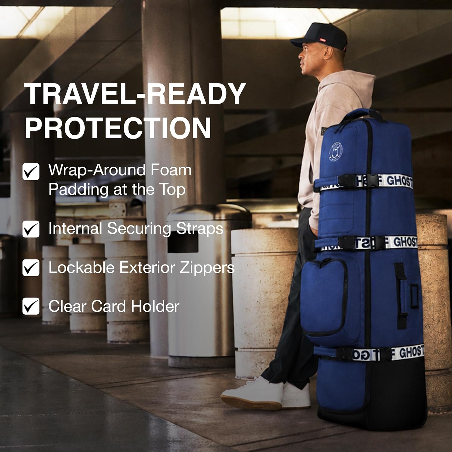 Ghost Golf AWOL Golf Travel Bag for Airlines with Wheels - Soft Padded Golf Club Travel Cover Fits All Stand & Cart Bags - Lockable Zippers, Water Resistant & Long-Lasting Heavy Duty Material