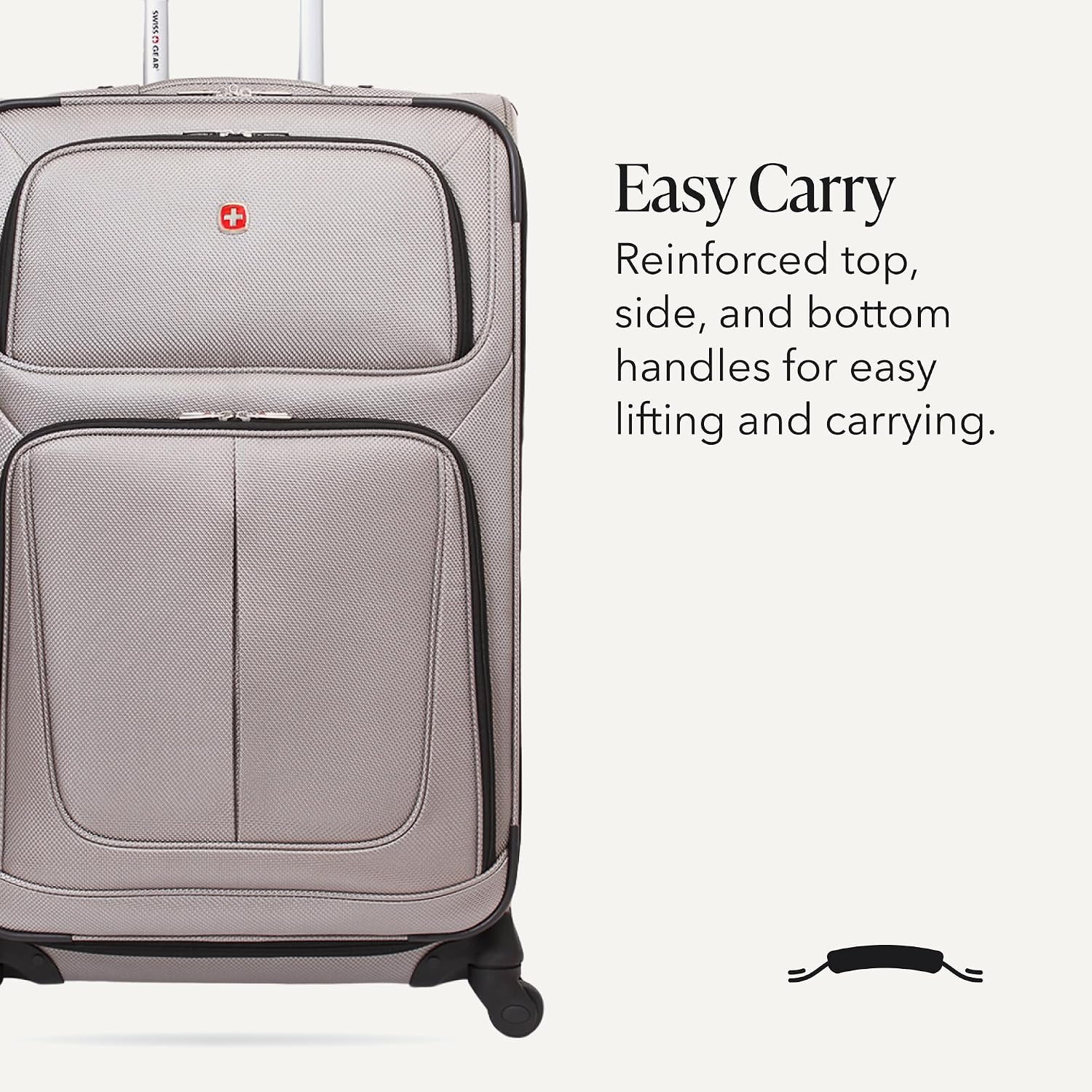 SWISSGEAR Sion Softside Expandable Spinner Luggage Durable Lightweight Travel Suitcase, Pewter, Checked-Large