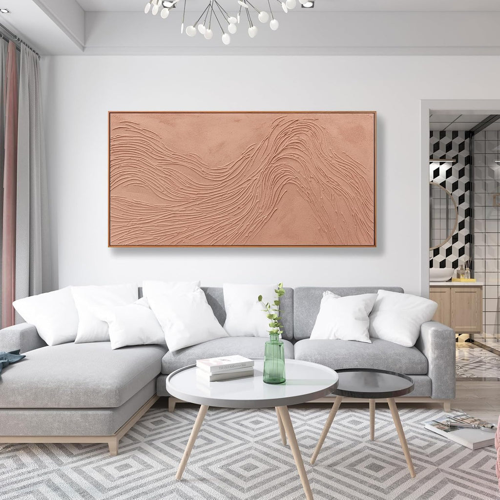 Abstract Wall Art For Living Room Decor Canvas Artwork Hand Painted Reddish Brown Variational Texture Minimalist Modern Art Wall Decor Painting With Framed For Bedroom Dining Room Home Office Modern Abstract Artwork Home Decoration 29'x58'
