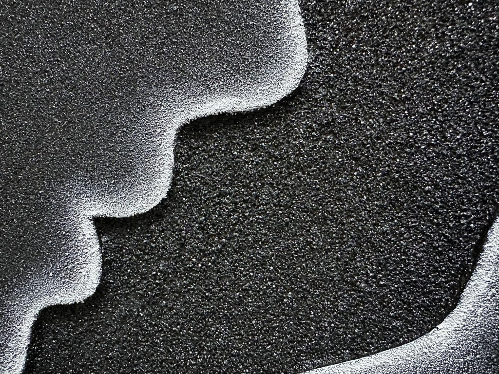 zoinart Creative Black and White Textured Wall Art, Handmade Abstract Romantic Plaster Paintings, Relief Art 24x36 inch