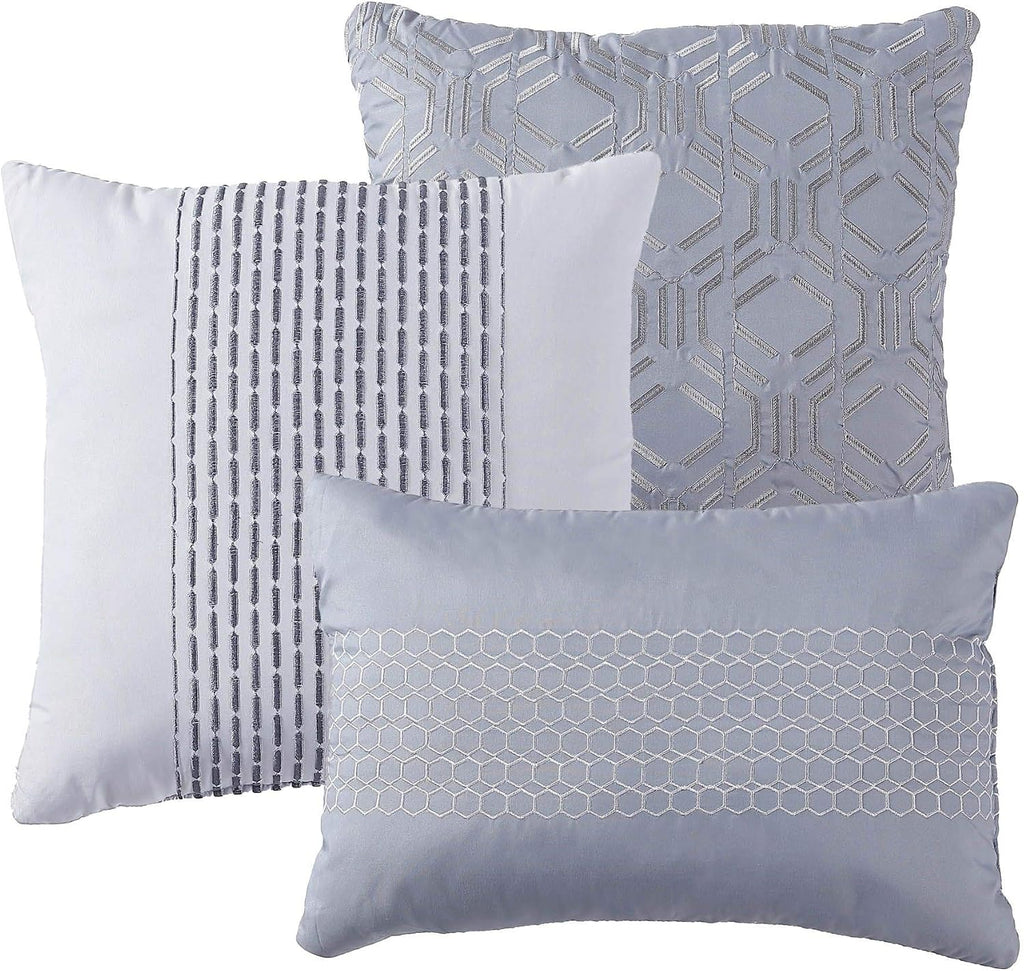 Riverbrook Home 100% Polyester Comforter Set, King, Bergen - Blue/Gray, 10 Piece Set
