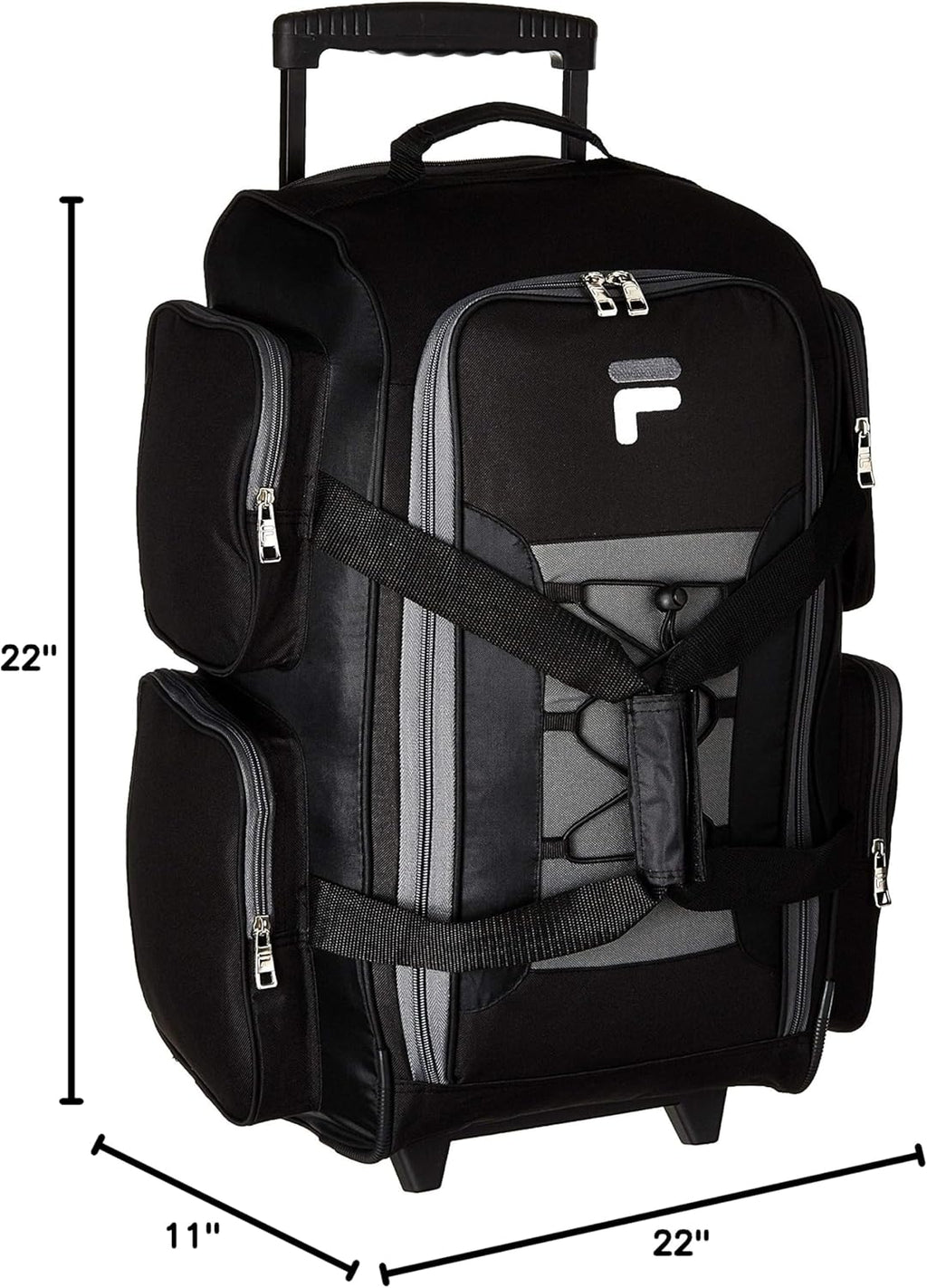 Fila 22' Lightweight Carry On Rolling Duffel Bag, Black, One Size