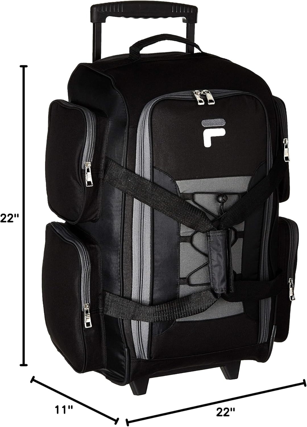 Fila 22' Lightweight Carry On Rolling Duffel Bag, Black, One Size